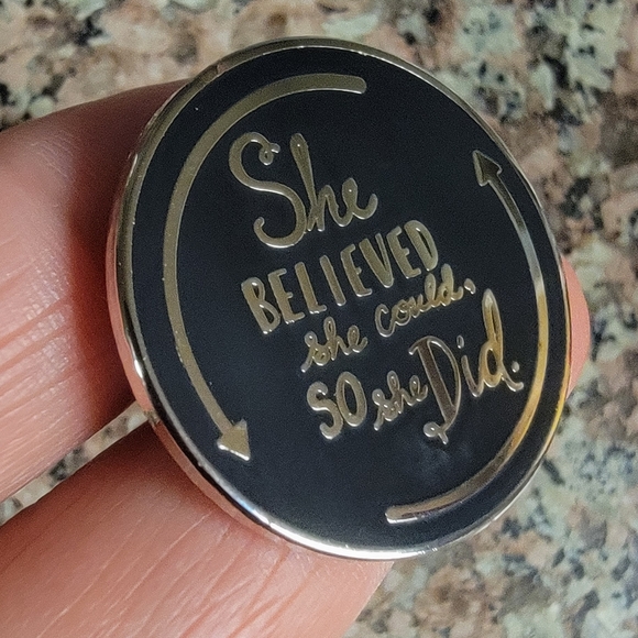 *Mix & Match 2 for $13* "She Believed She Could So She Did" Quote Enamel Pin - Picture 2 of 3